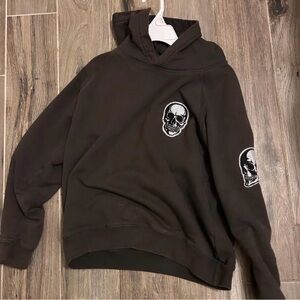 Men's Black Skull Patch Hoodie